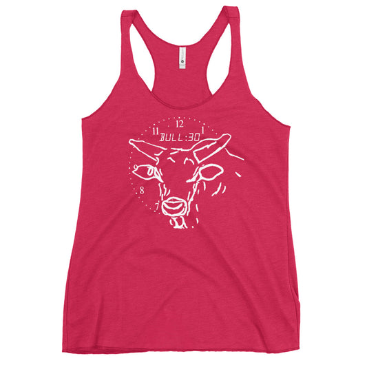 red tank top with bull face design and text "bull:30"